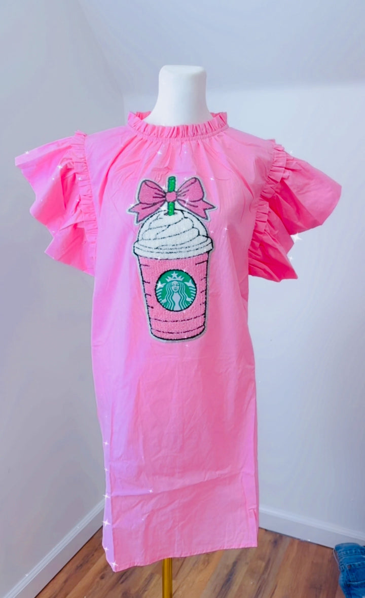 Sequin Pink Frappuccino Dress ships 1 week
