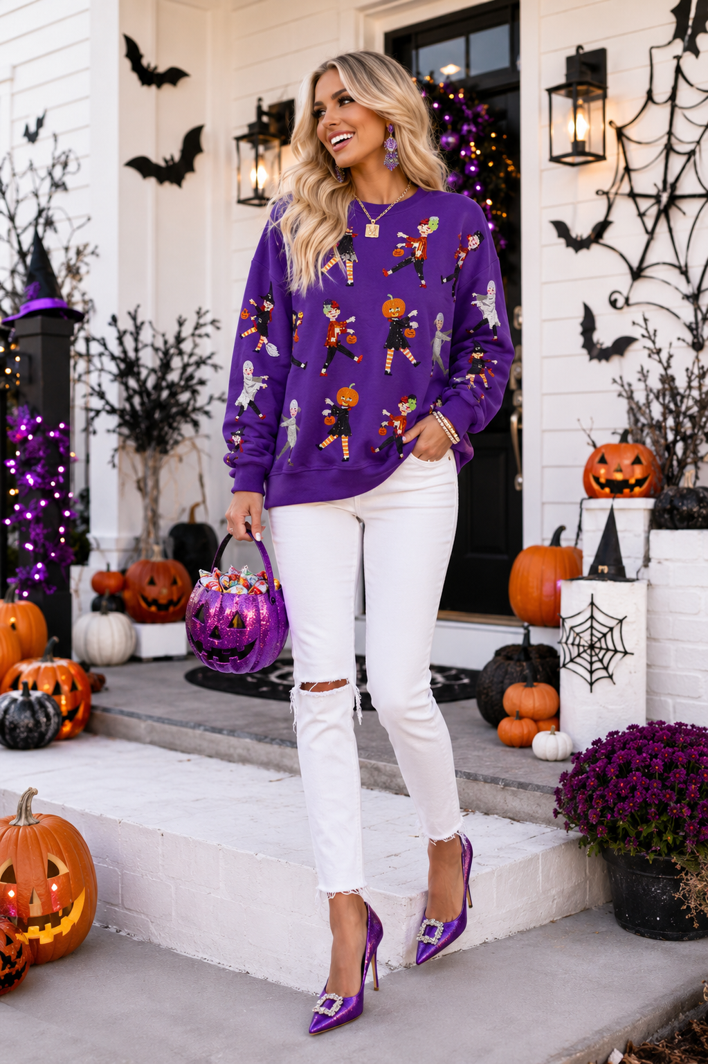 DANCING TRICK OR TREATERS PURPLE PULLOVER RTS (READY TO SHIP)