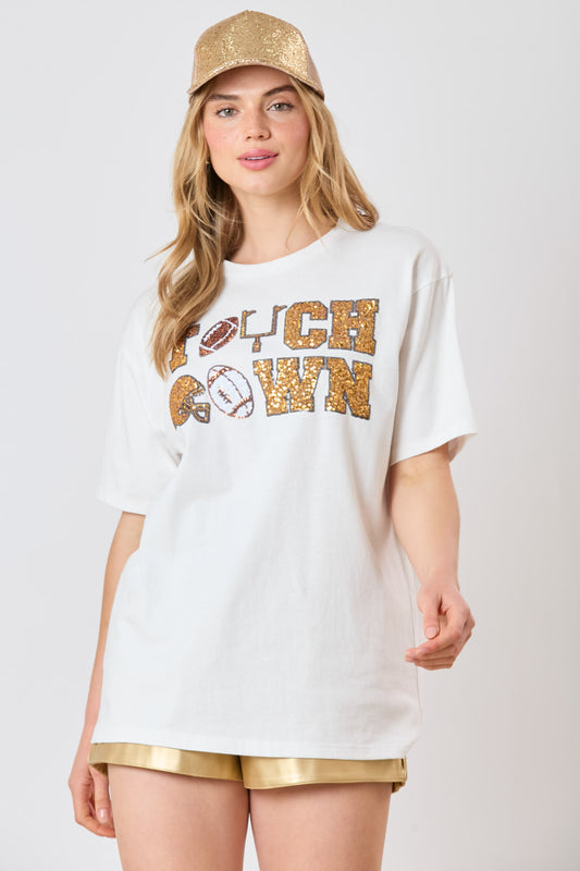 Game Day Sequin Touch down Shirt RTS