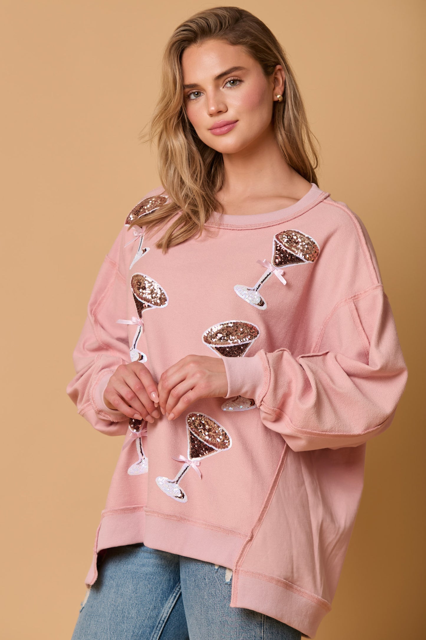 Blush Pink sequin martini pullover ships 1-2 weeks