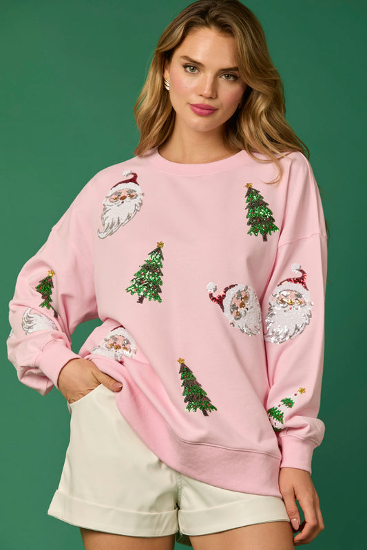 Sequin Santa & Tree PINK top PREORDER