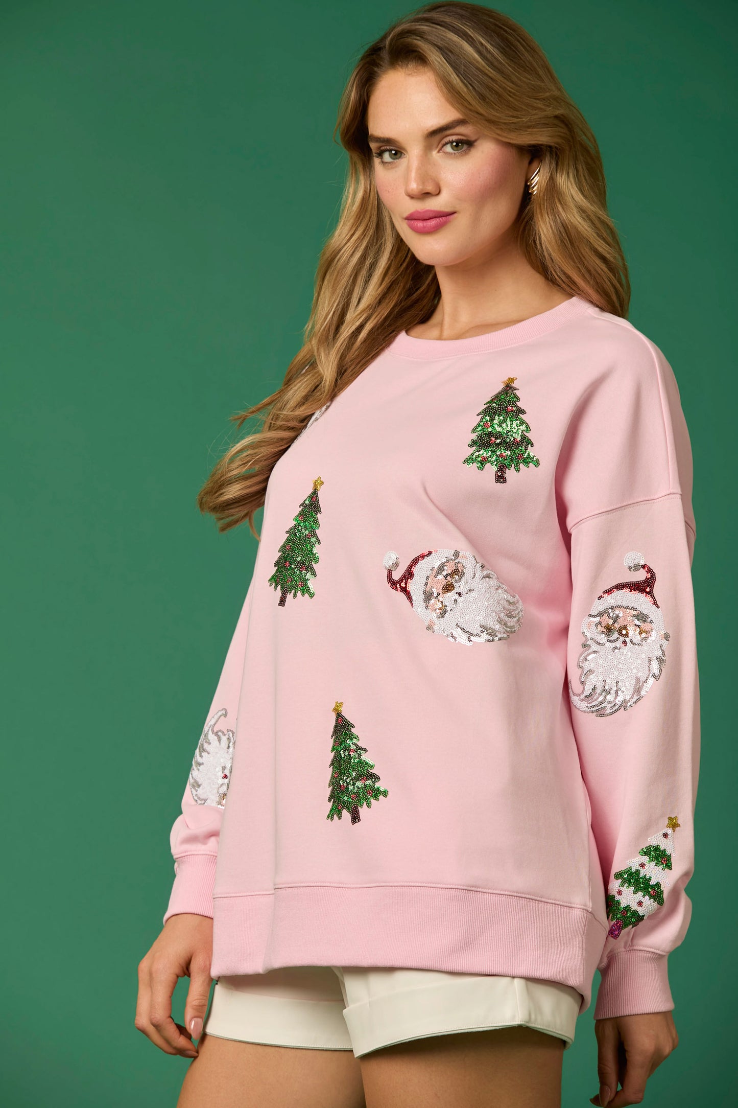 Sequin Santa & Tree PINK top PREORDER