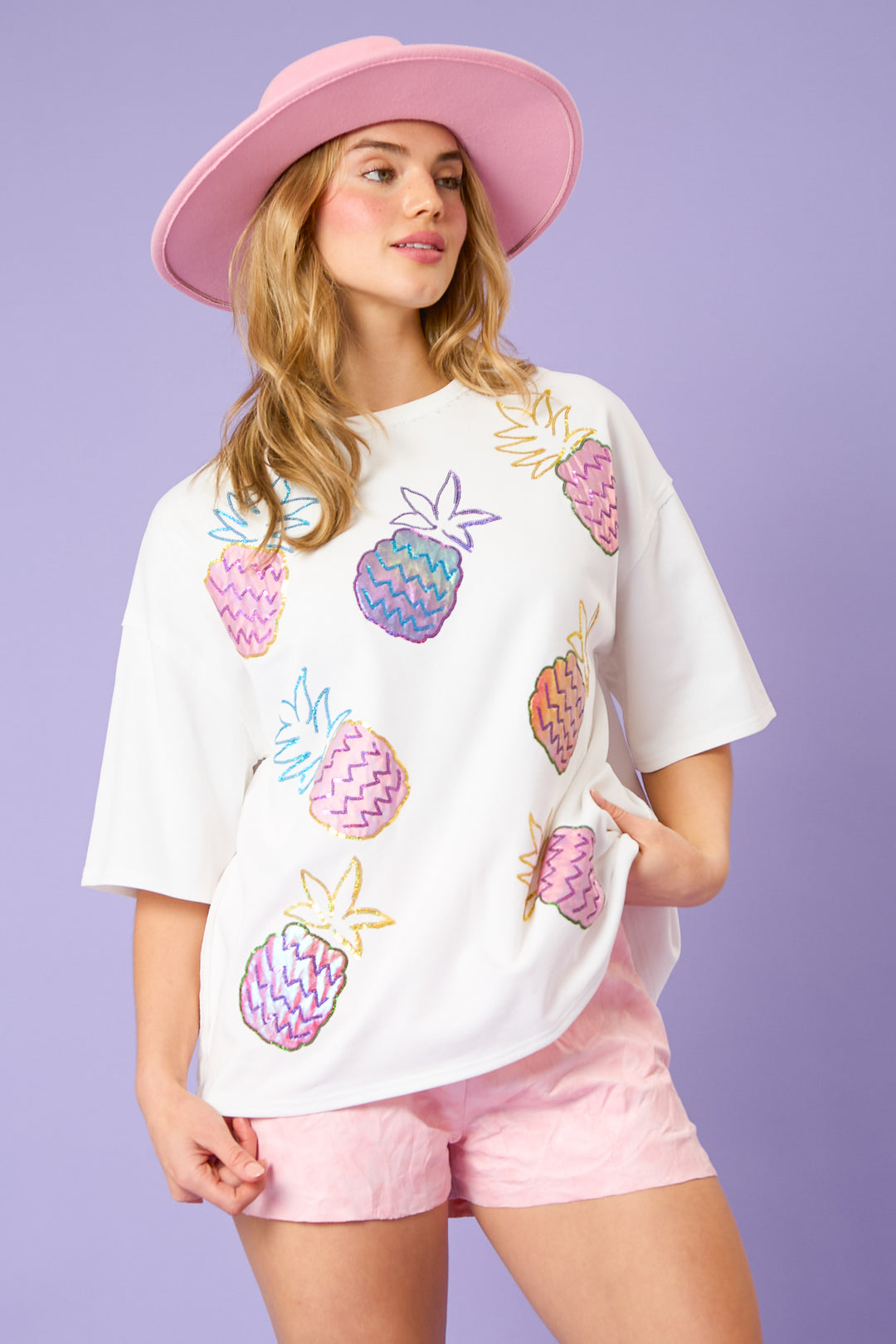 Pinapple Sequin Oversized Top