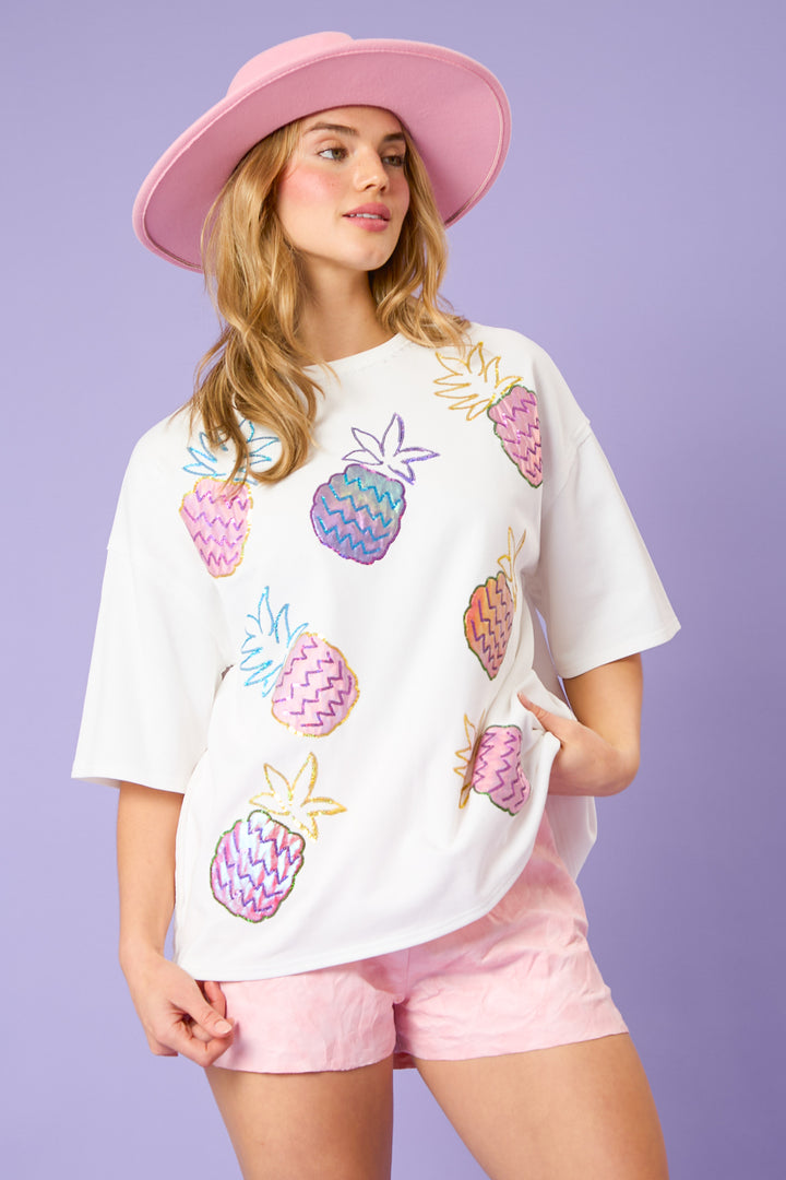 Pinapple Sequin Oversized Top