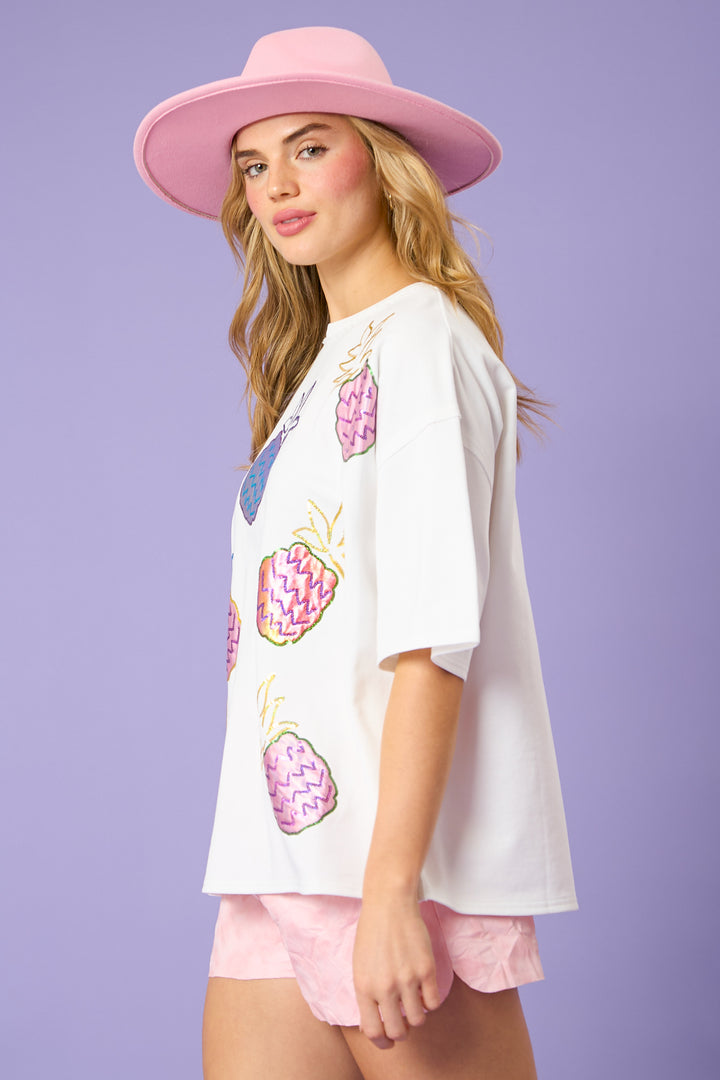 Pinapple Sequin Oversized Top