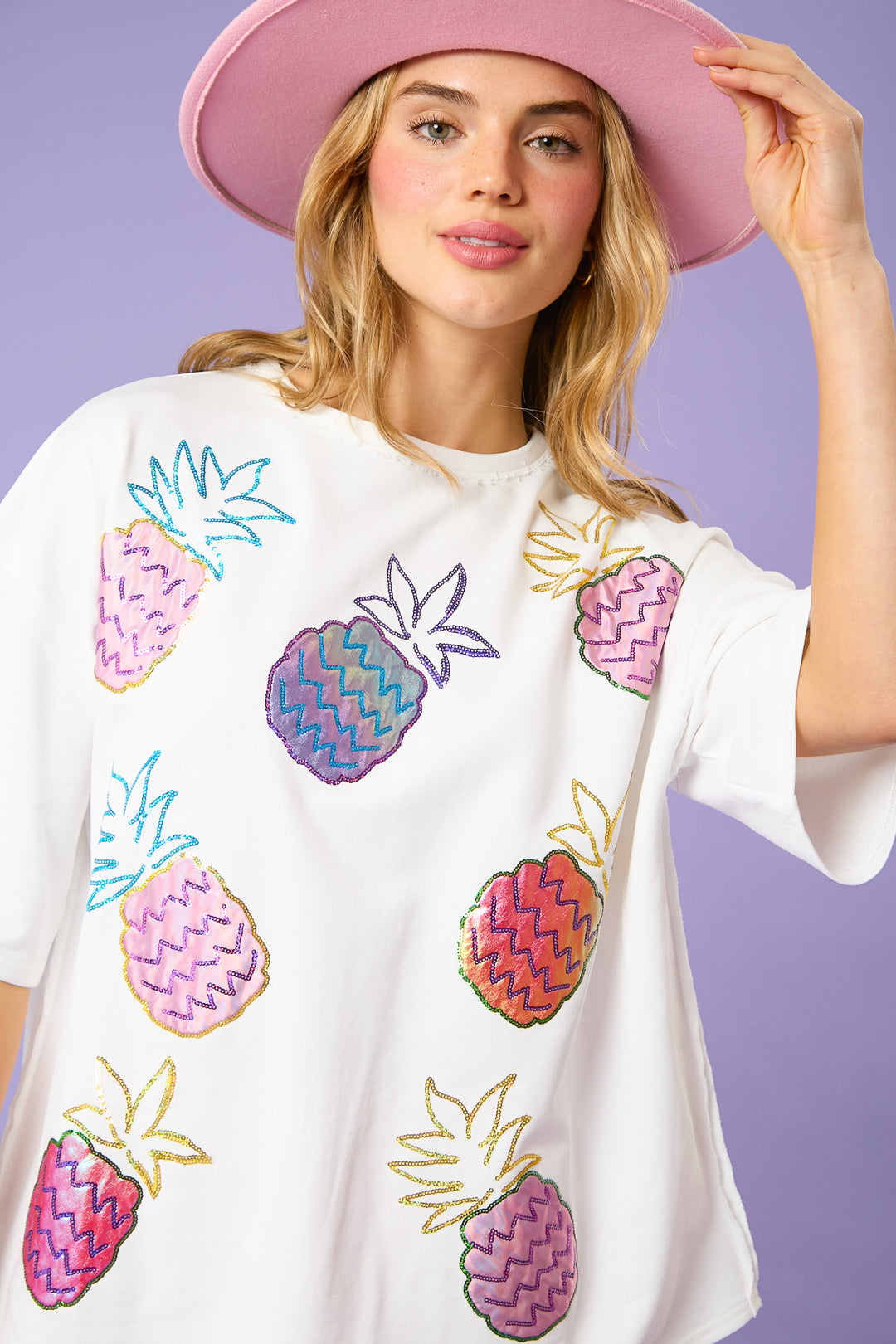 Pinapple Sequin Oversized Top
