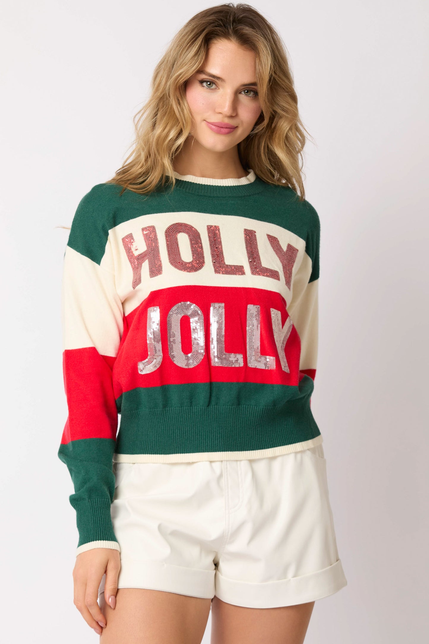 Holly Jolly Colorblock Top Green & Red PREORDER