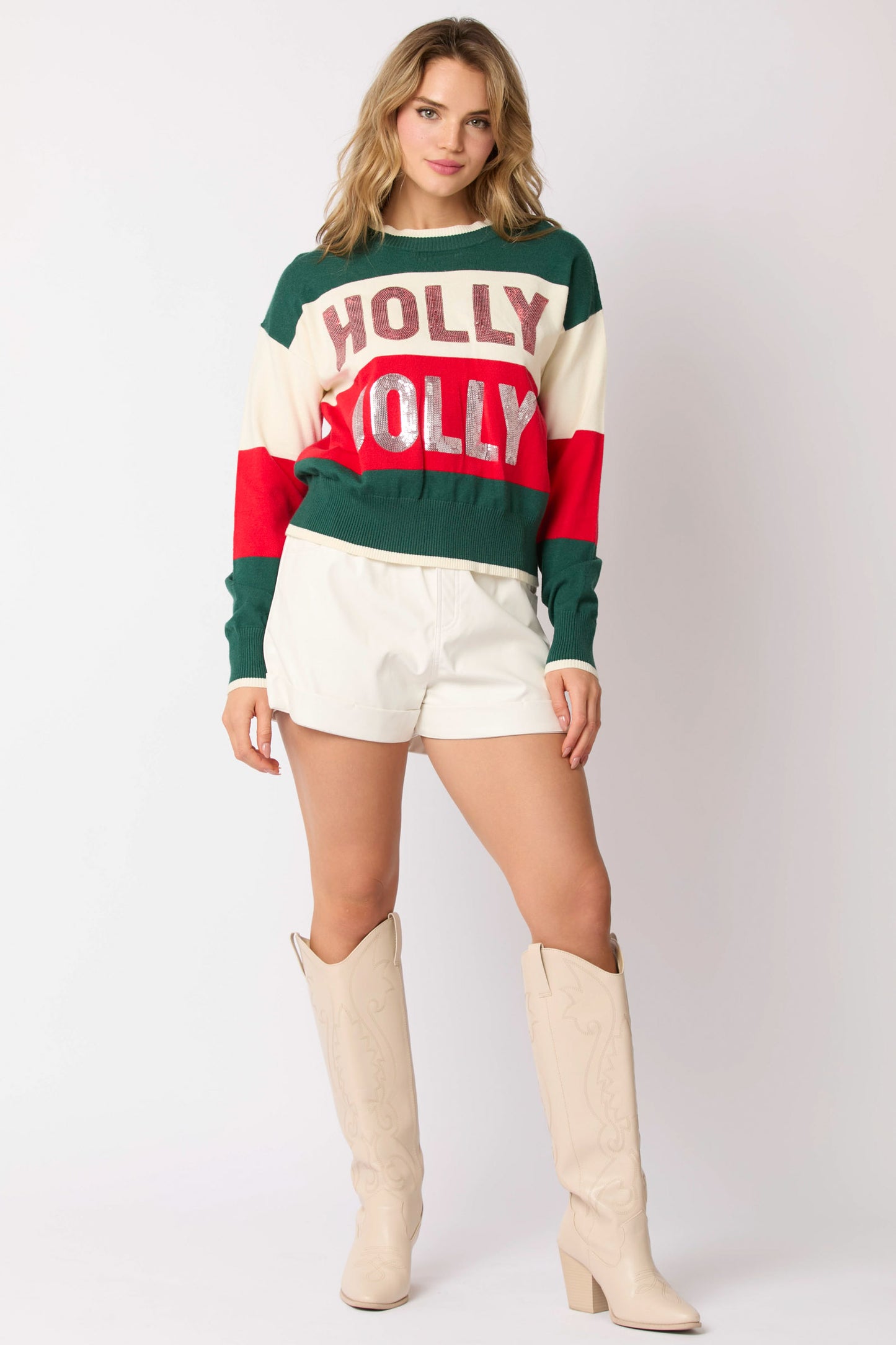 Holly Jolly Colorblock Top Green & Red PREORDER