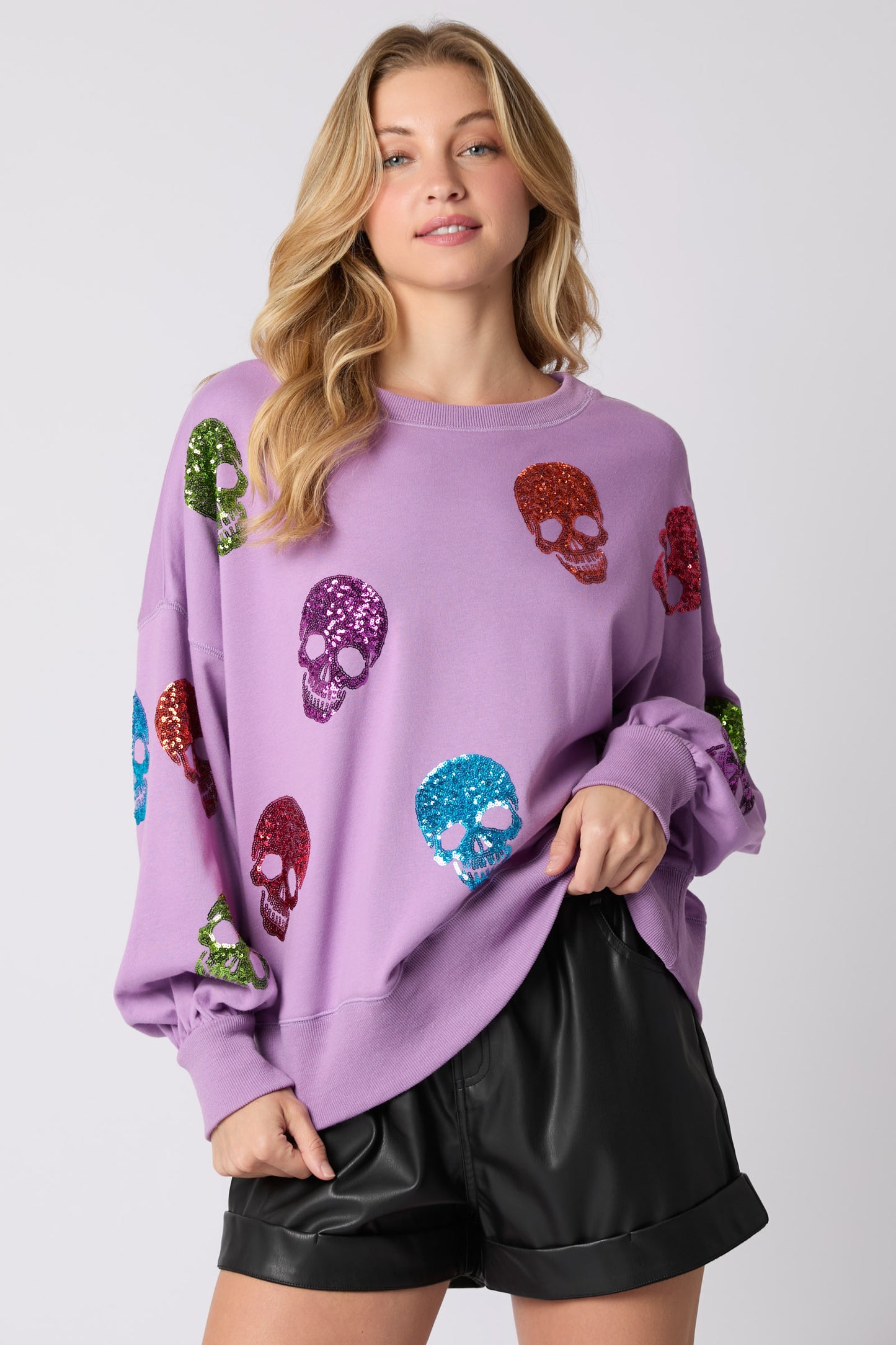 Purple Sequin Skull Top