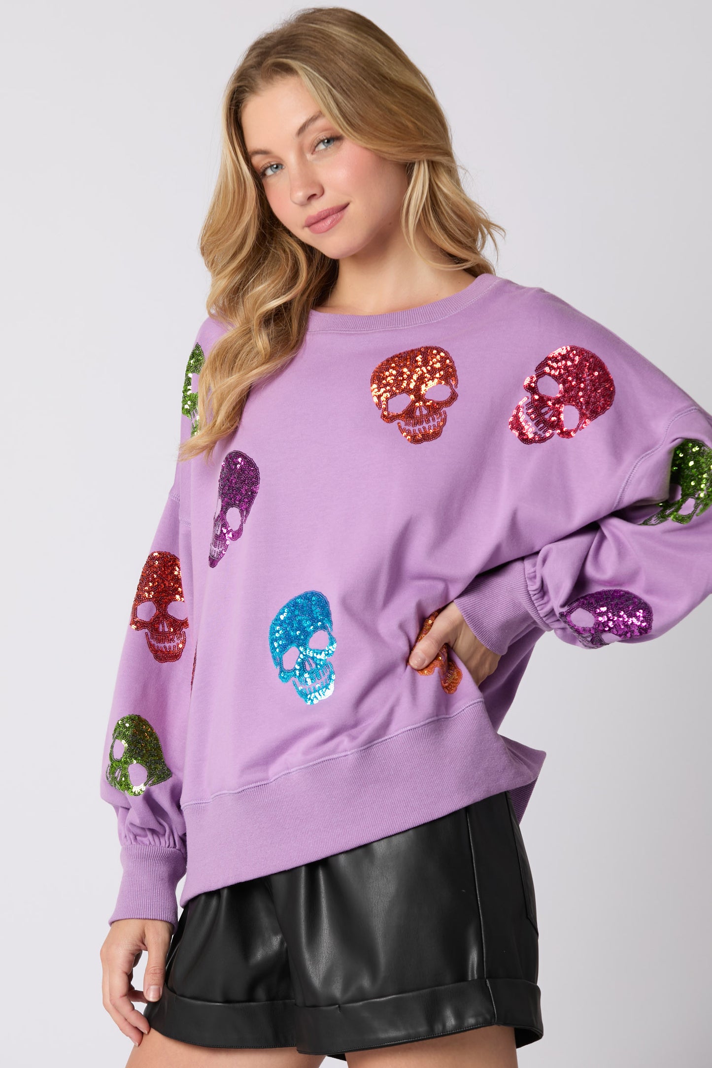 Purple Sequin Skull Top