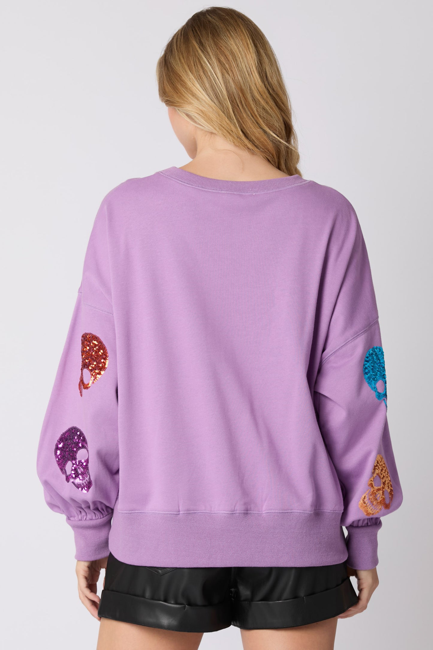 Purple Sequin Skull Top