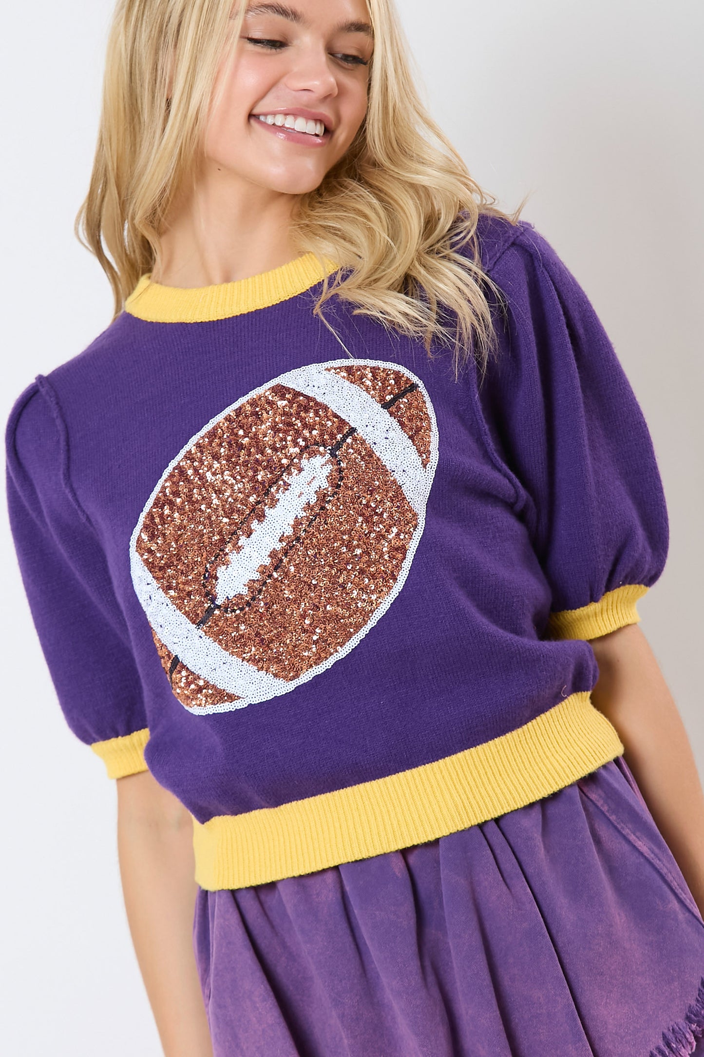 Purple & Yellow Football Sweater RTS