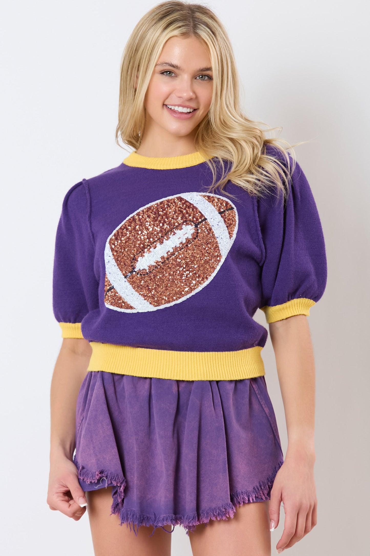 Purple & Yellow Football Sweater RTS