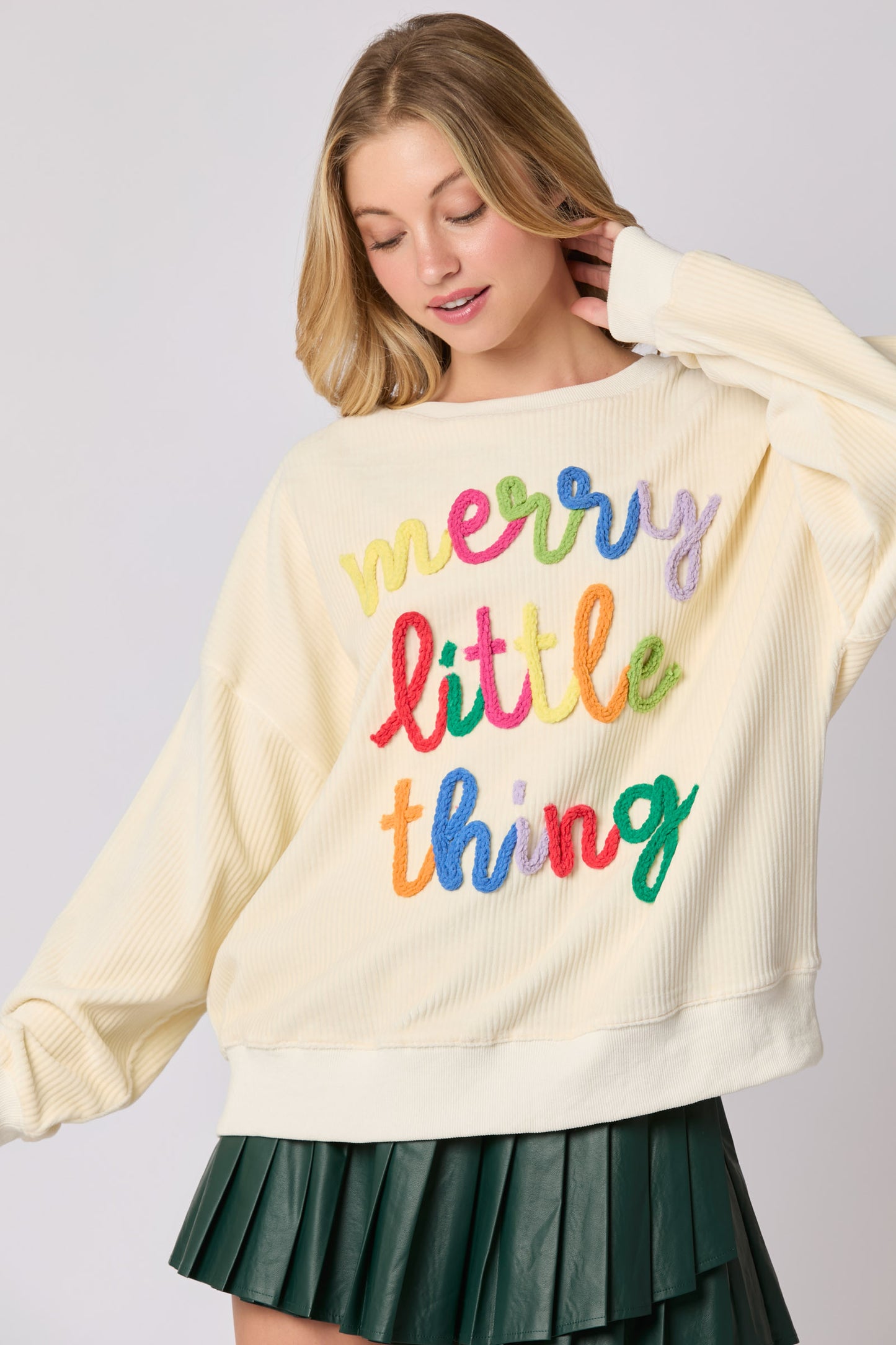 Merry Little Things Corduroy Top IVORY PREORDER