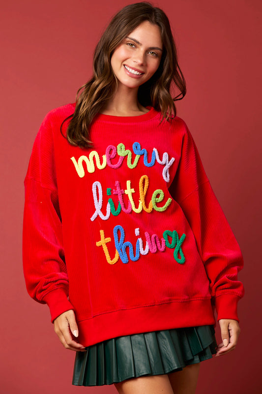 Merry Little Things Corduroy Top RED PREORDER