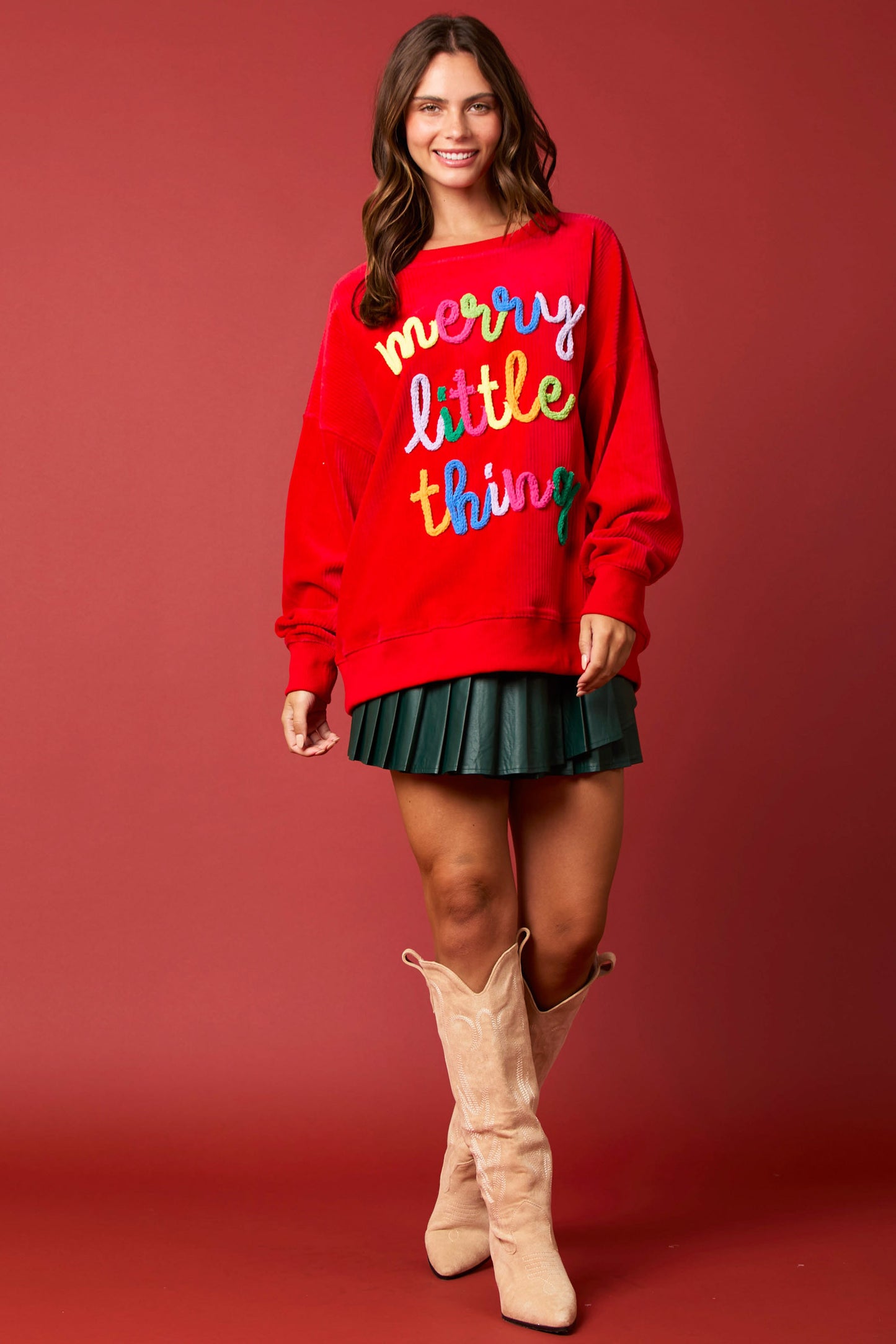 Merry Little Things Corduroy Top RED PREORDER