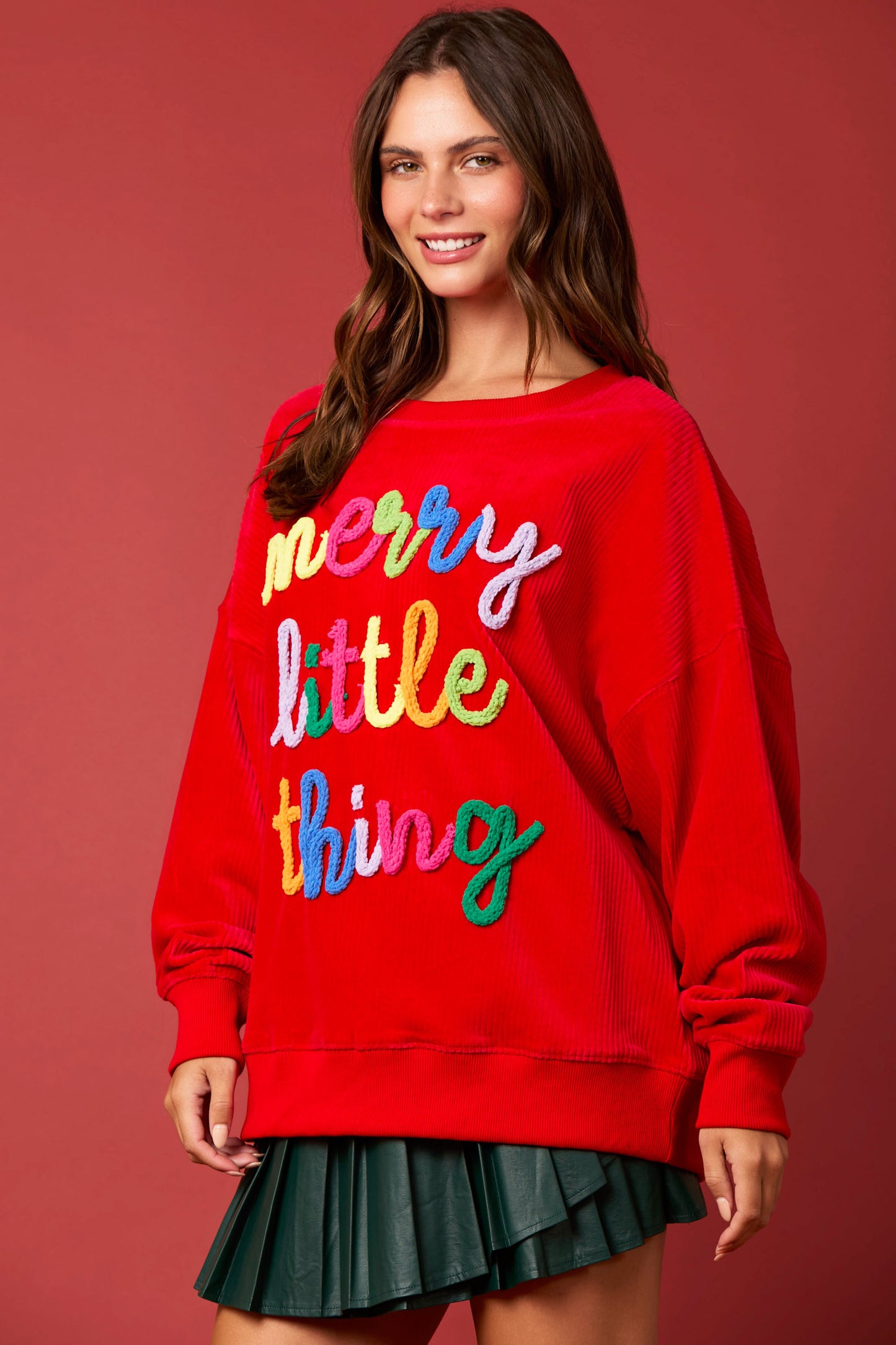 Merry Little Things Corduroy Top RED PREORDER