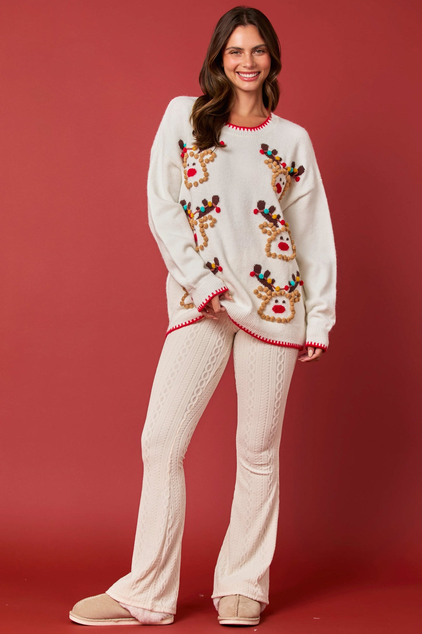 PomPom Reindeer Sweater PREORDER