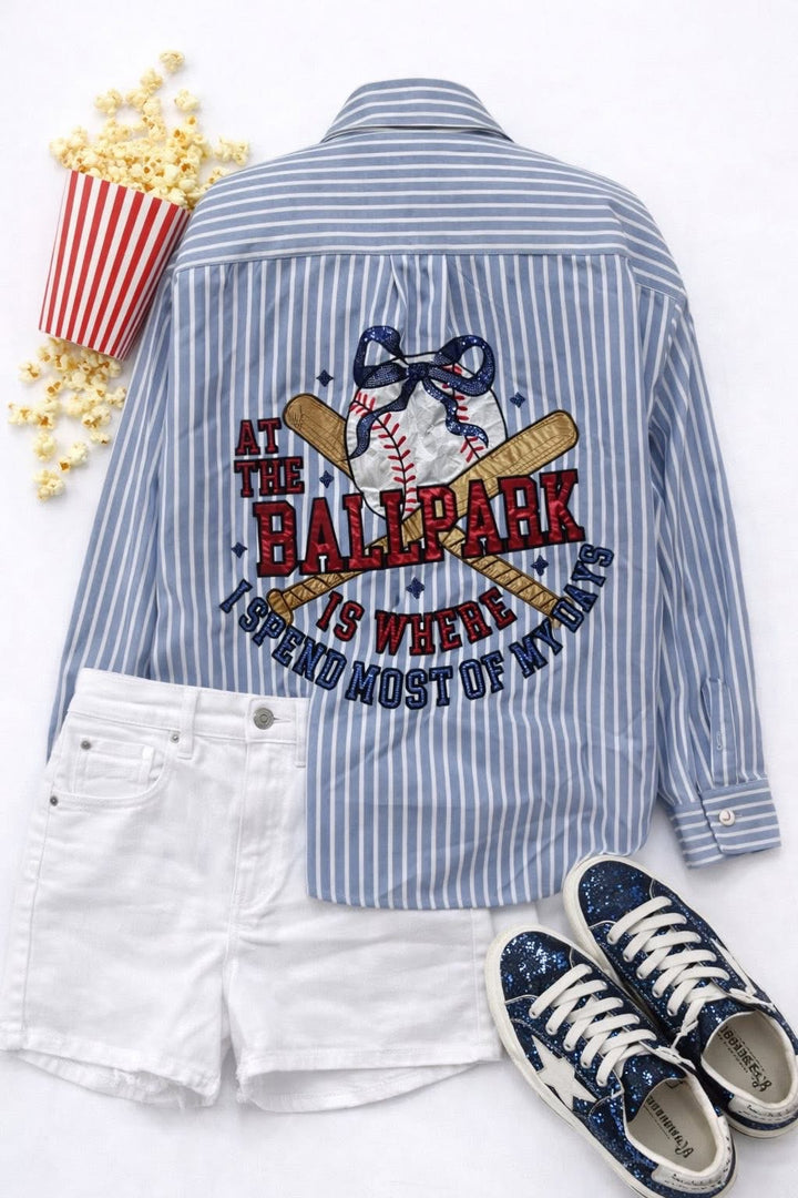 Brianna Cannon Sequin BASEBALL ⚾️ button up READY TO SHIP