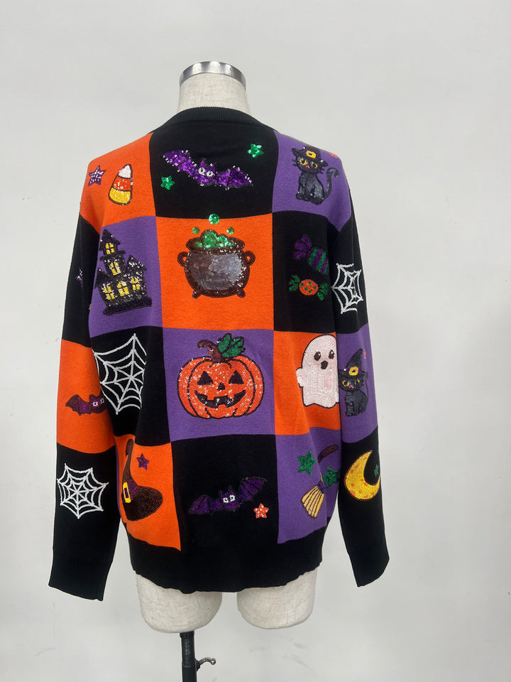 VINTAGE CHECKERED HALLOWEEN SWEATER (PREORDER)