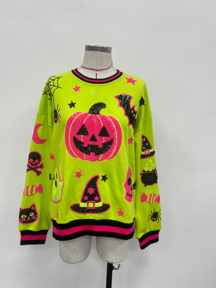 SPOOKY SEASON LIME GREEN PULLOVER (PREORDER)