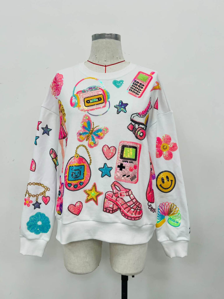 ALL THINGS NOSTALGIC WHITE PULLOVER (PREORDER)