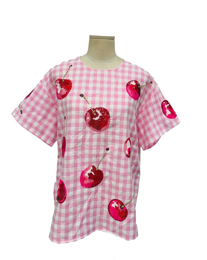 Summertime Cherries Gingham Top ( PREORDER)