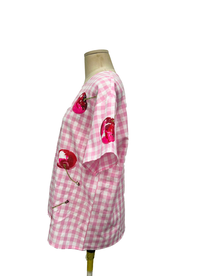 Summertime Cherries Gingham Top ( PREORDER)