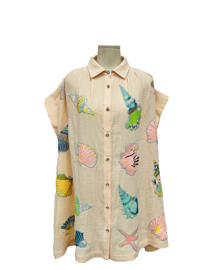 SEASHELL SPARKLES GAUZE DRESS & COVERUP (PREORDER)
