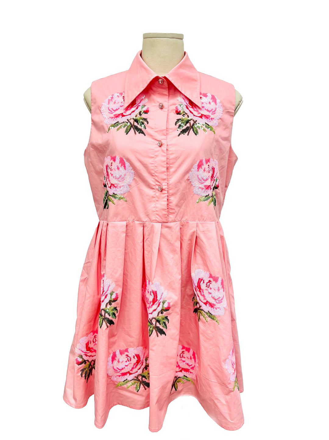 PRETTY IN PINK SEQUIN PEONY DRESS ( PREORDER )