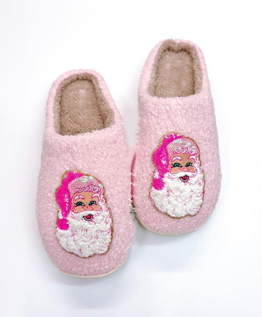 Pink Sequin Santa Slippers (ships 1 week)