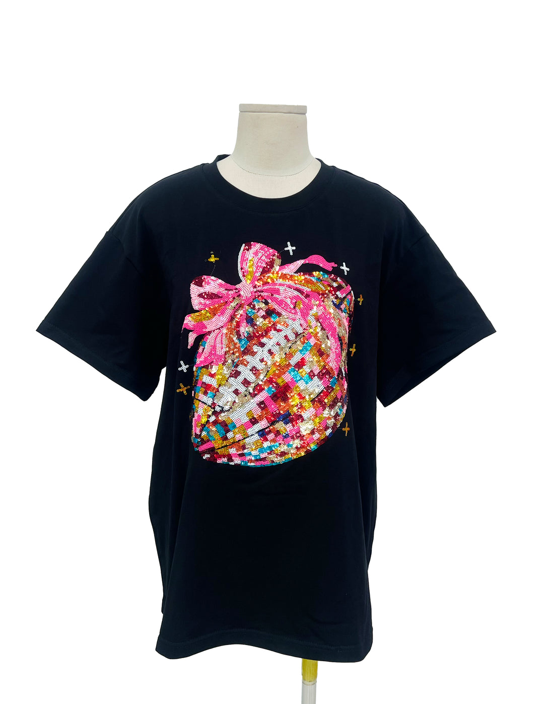 BLACK SEQUIN MULTICOLOR BOW FOOTBALL 🏈 SHIRT (PREORDER) BLACK