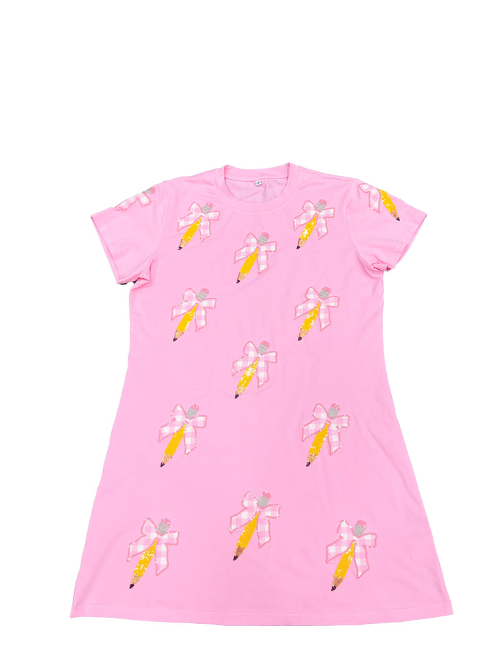 PINK PENCIL TSHIRT DRESS RTS