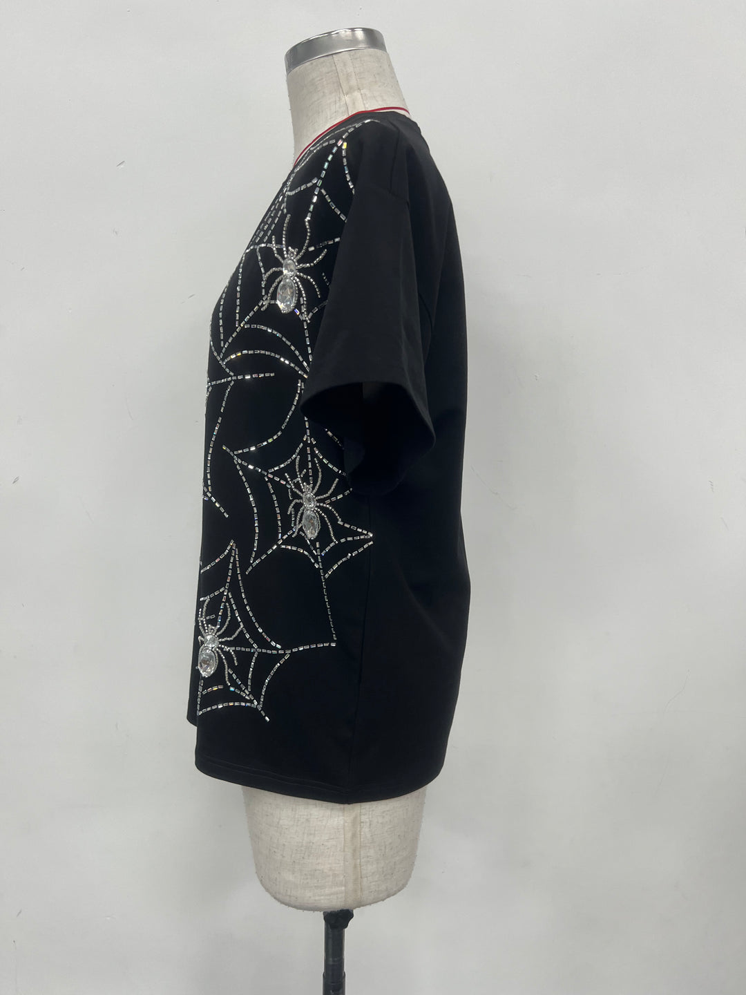 RHINESTONE BLACK SPIDER WEB TSHIRT (PREORDER)
