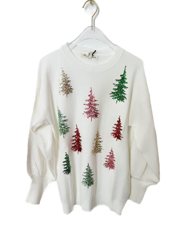 Sequin Colorful Tree Sweater RTS