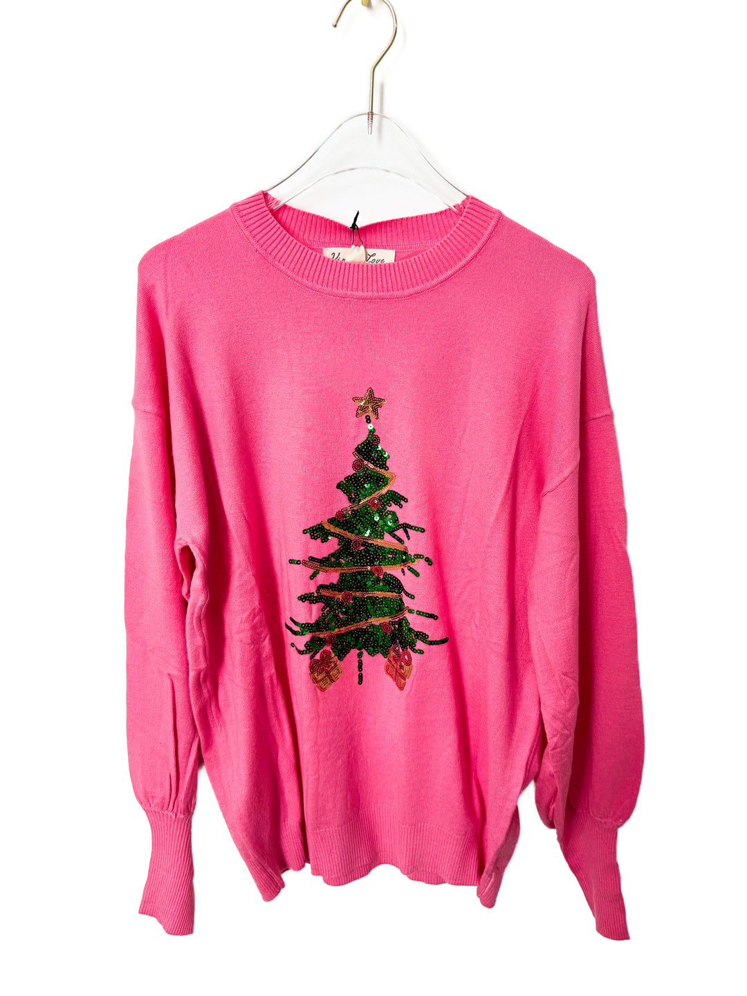 Sequin TREE sweater PINK RTS