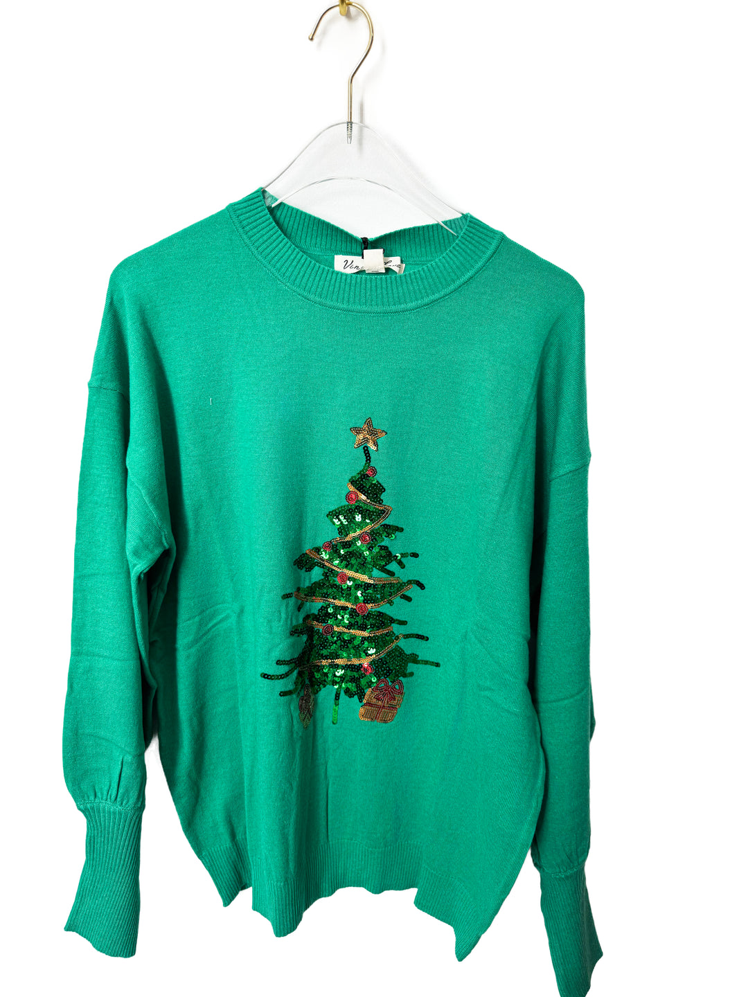 Sequin TREE sweater GREEN RTS