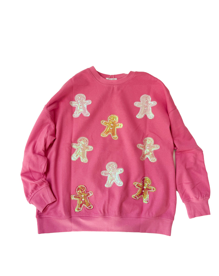 PINK GINGERBREAD MAN PULLOVER RTS
