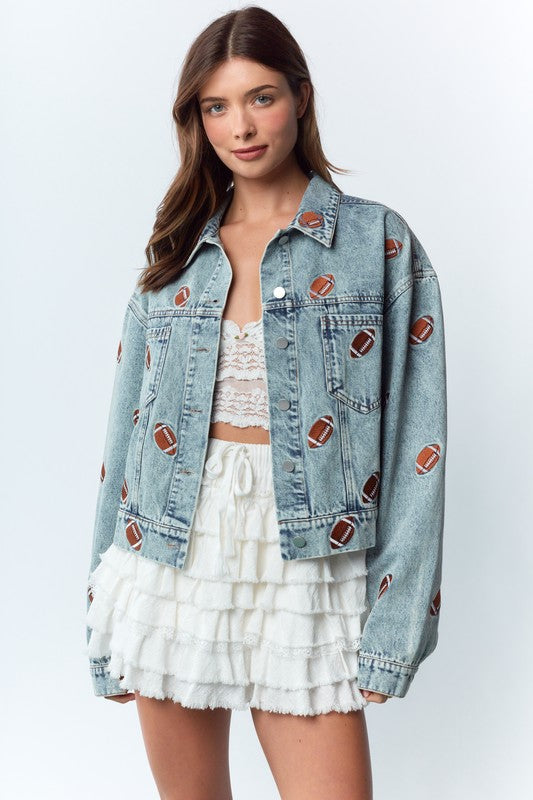MINI FOOTBALL JEAN JACKET (ships 1 week)