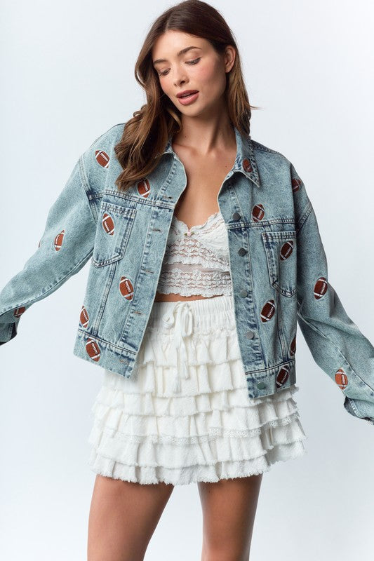 MINI FOOTBALL JEAN JACKET (ships 1 week)