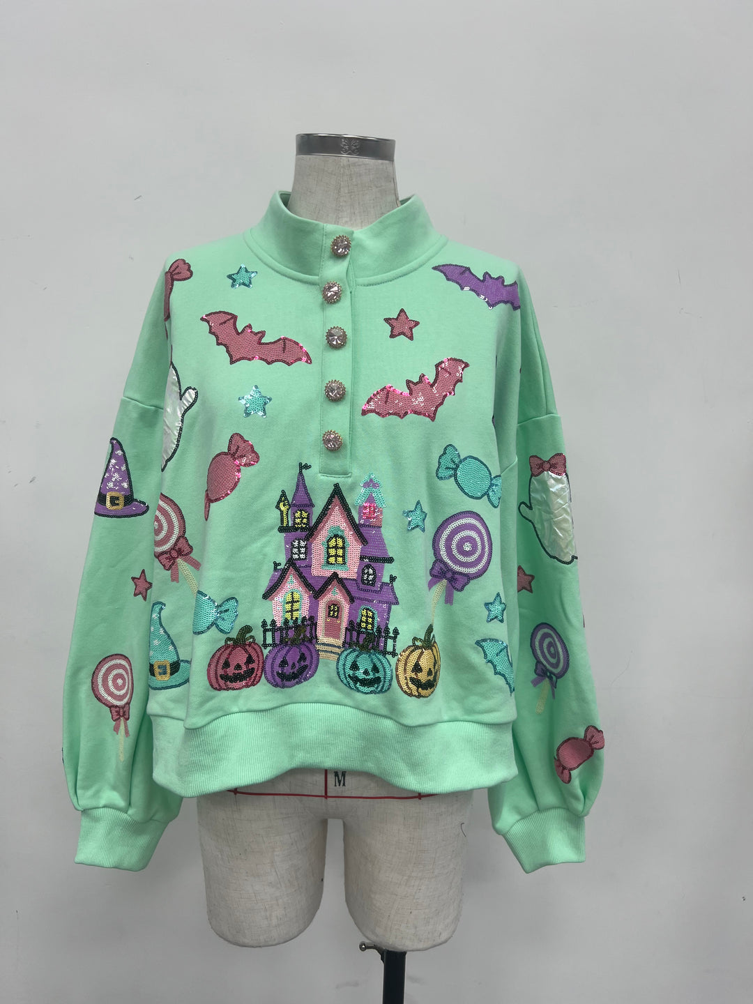 PASTEL HAUNT & SPARKLE BUTTON DOWN PULLOVER (PREORDER)