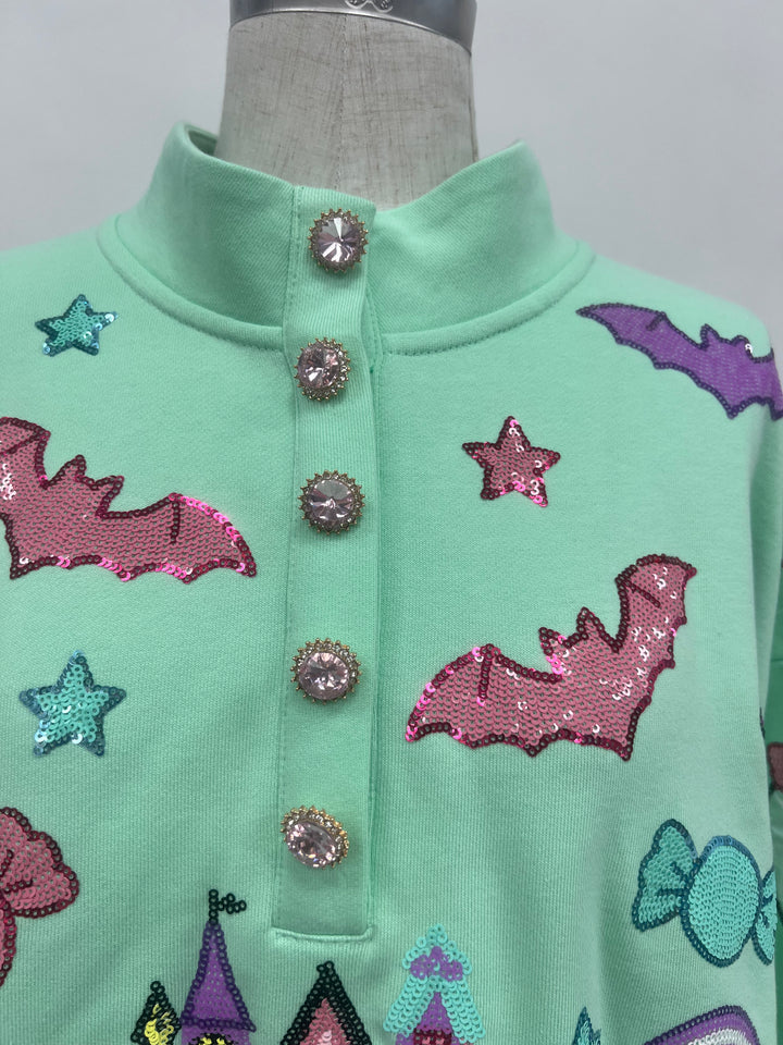 PASTEL HAUNT & SPARKLE BUTTON DOWN PULLOVER (PREORDER)