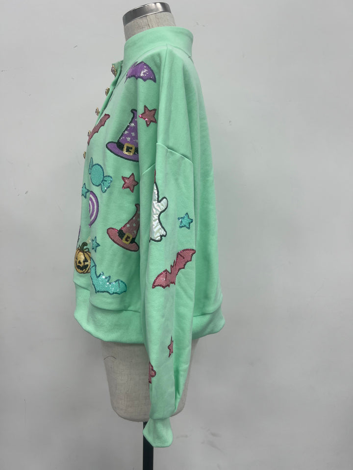 PASTEL HAUNT & SPARKLE BUTTON DOWN PULLOVER (PREORDER)