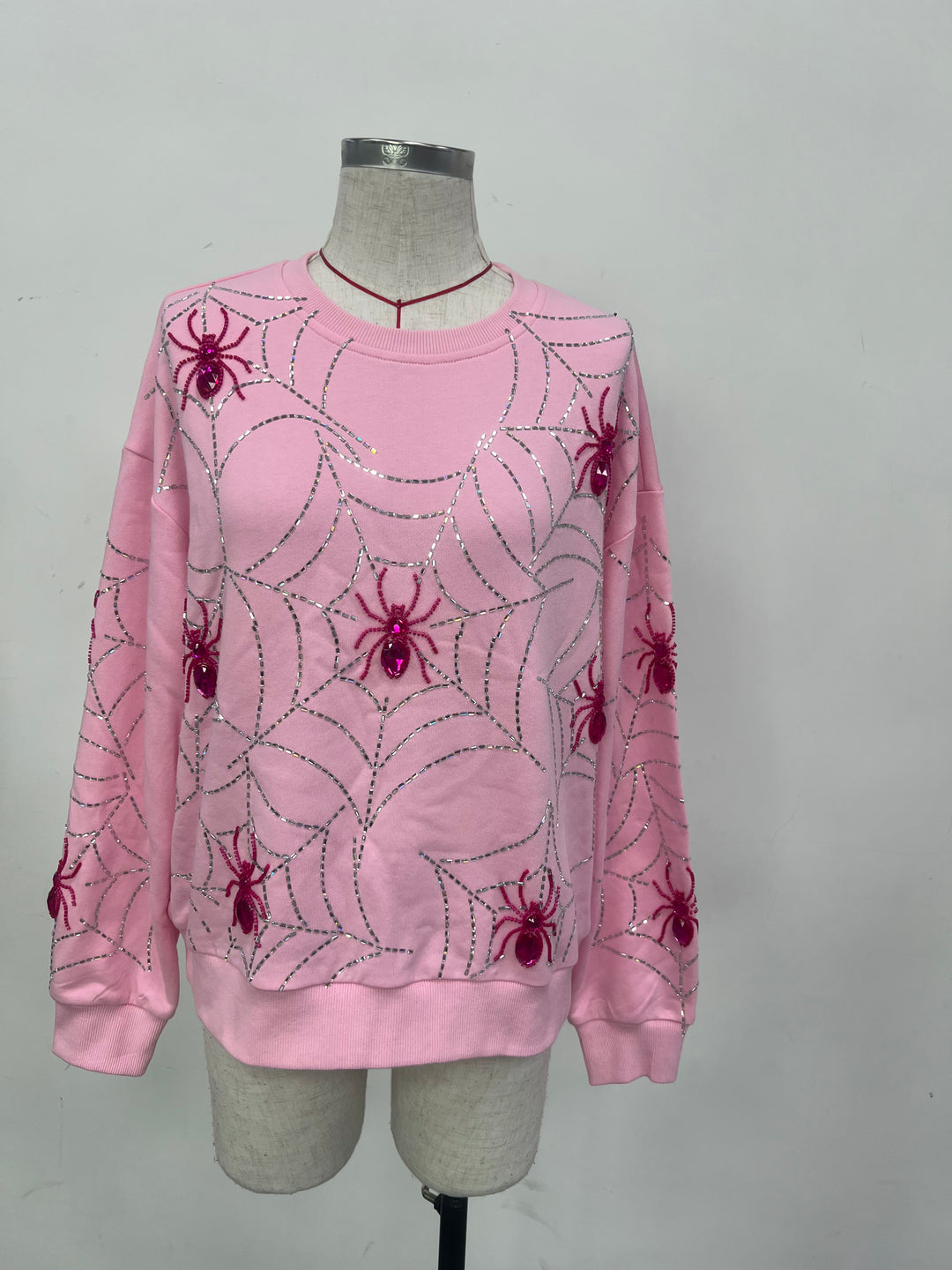 SPOOKY QUEEN PINK SPIDERS PULLOVER (PREORDER)