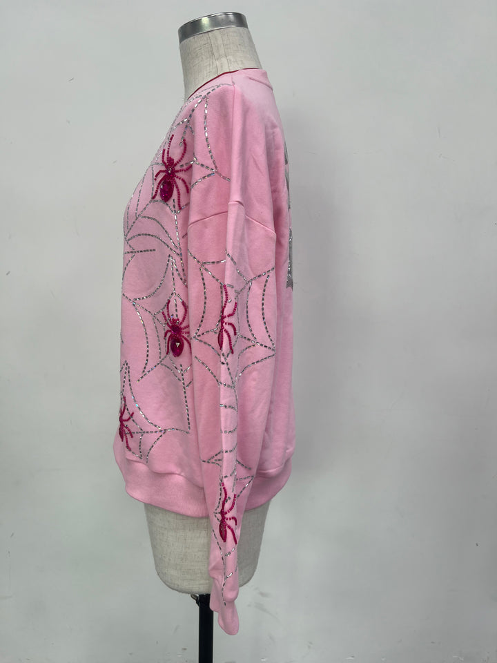 SPOOKY QUEEN PINK SPIDERS PULLOVER (PREORDER)