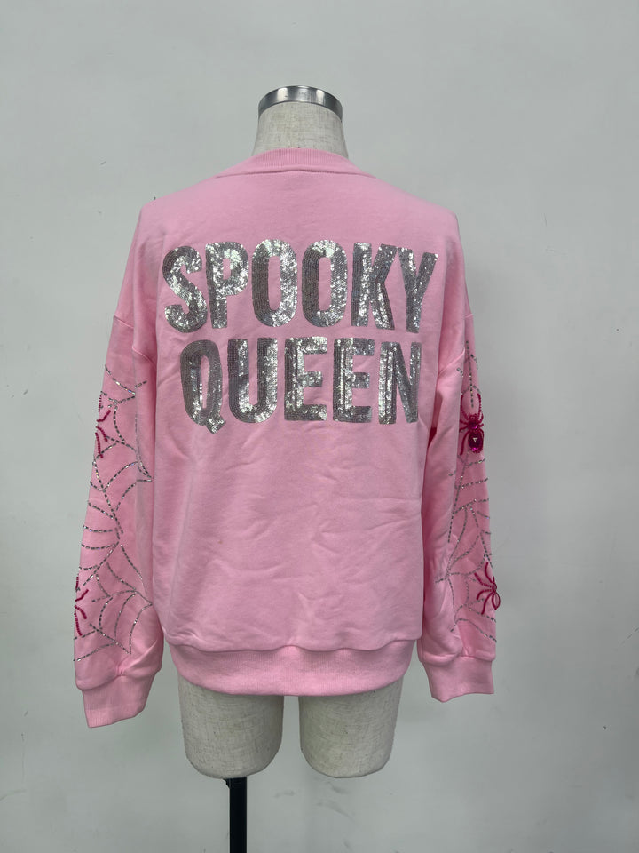 SPOOKY QUEEN PINK SPIDERS PULLOVER (PREORDER)