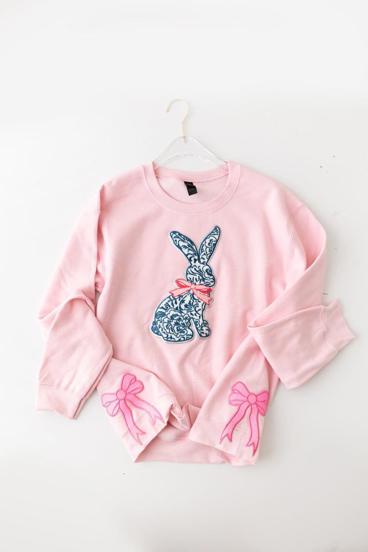 BUNNY PULLOVER WITH SIDE BOWS PINK