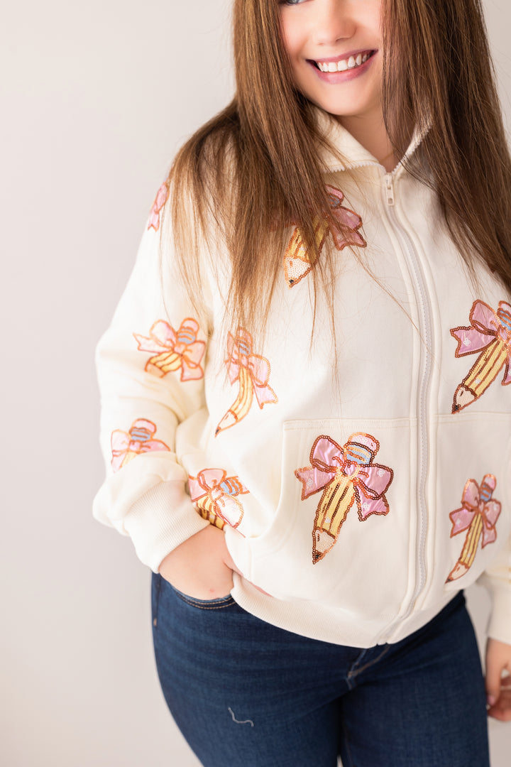 PENCIL & BOW ZIP UP JACKET RTS