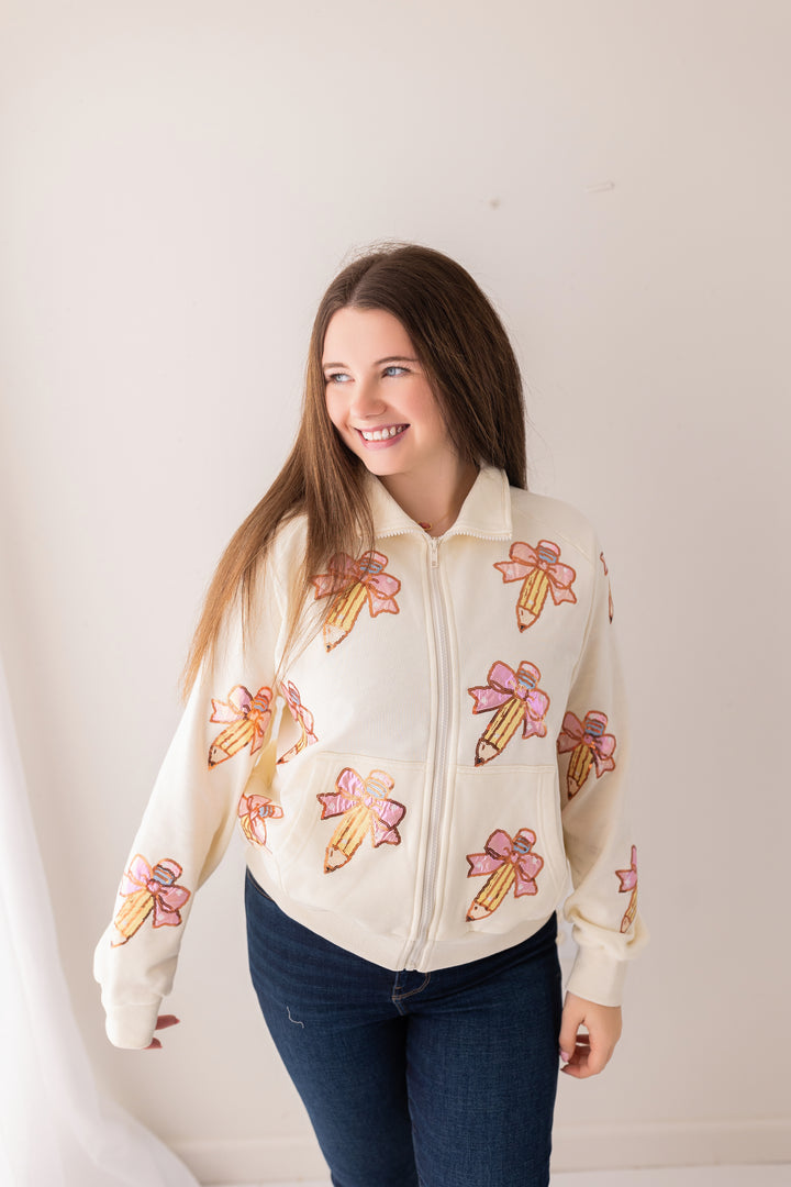 PENCIL & BOW ZIP UP JACKET RTS