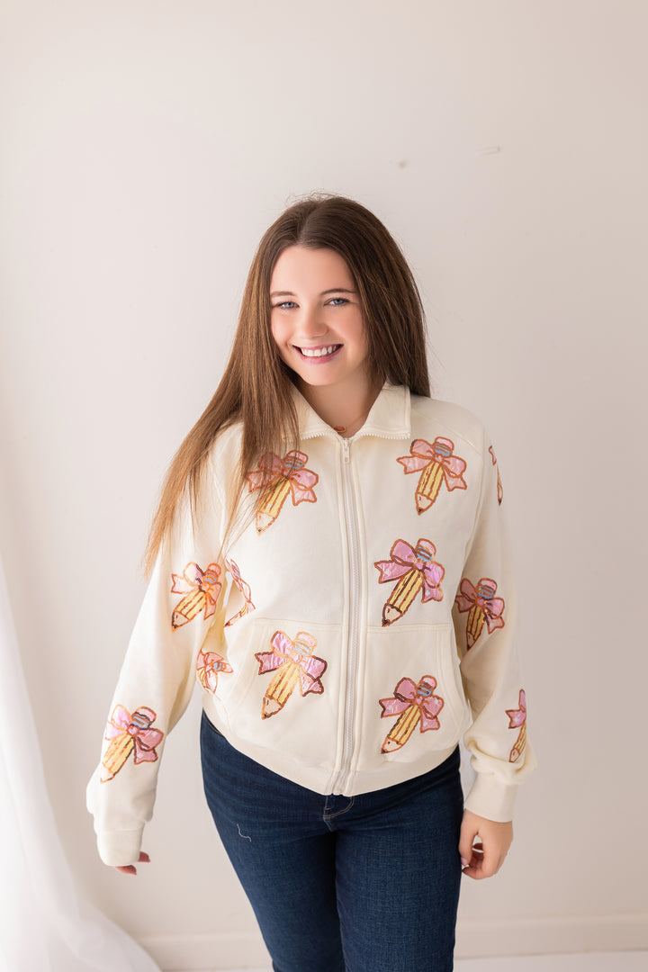 PENCIL & BOW ZIP UP JACKET RTS